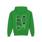 Driky 1 point 0 Bro - Green Monkey - (Back Print) Youth Heavy Blend Hoodie
