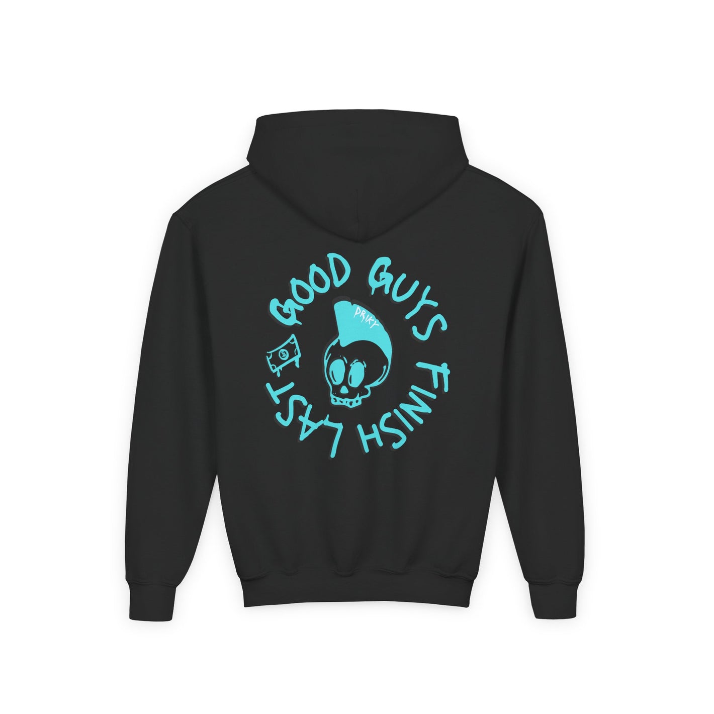 Drikyz Good Guys Finish Last - Blue Brain - (Back Print) Youth Heavy Blend Hoodie