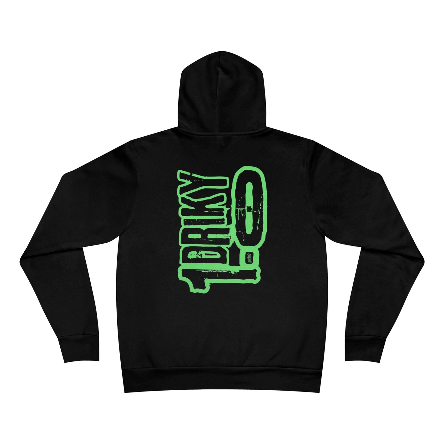 Driky 1 point 0 Bro - Green Monkey - Back Print Fleece Pullover Hoodie