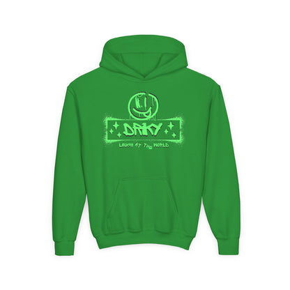 Driky Laugh at the World - Green Monkey - Youth Heavy Blend Hoodie