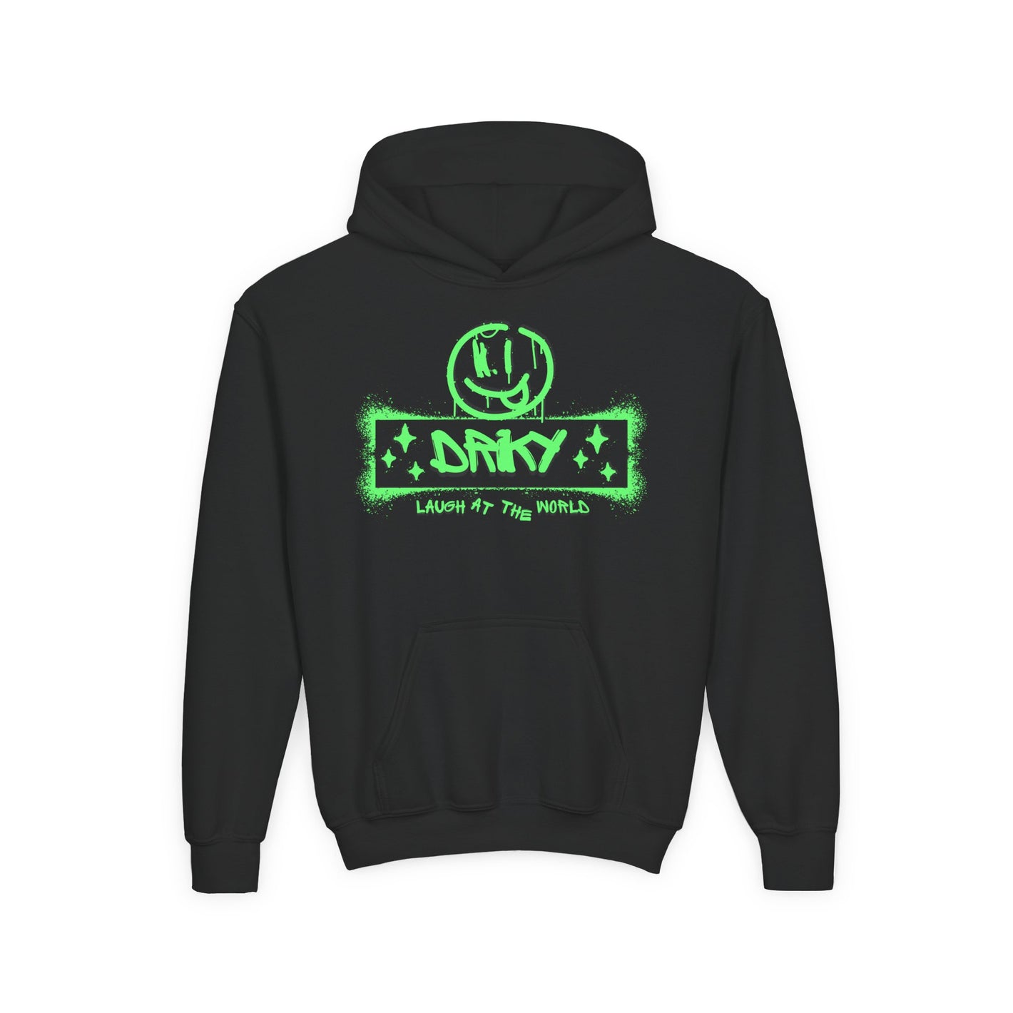 Driky Laugh at the World - Green Monkey - Youth Heavy Blend Hoodie