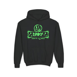Driky Laugh at the World - Green Monkey - Youth Heavy Blend Hoodie